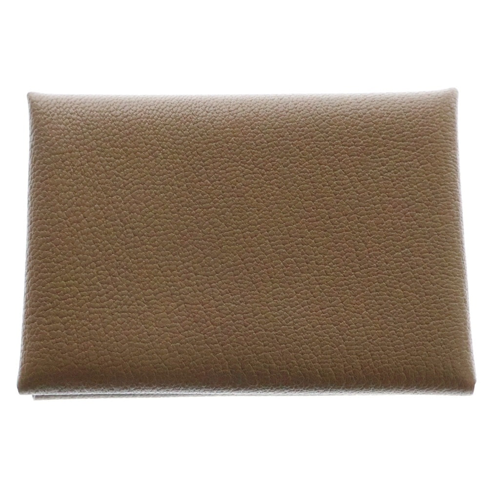 HERMES(エルメス) カルヴィ デュオ シェーブル エトゥープ コインケース 財布 シルバー金具 W刻印 ブラウン