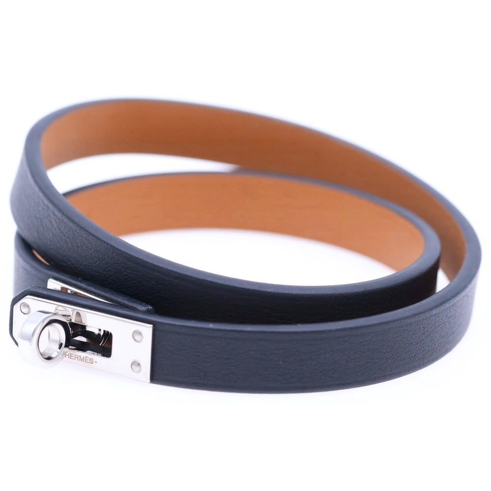 HERMES(エルメス) ミニ・ケリー ブレスレット レザー シルバー金具 ブラック W刻印