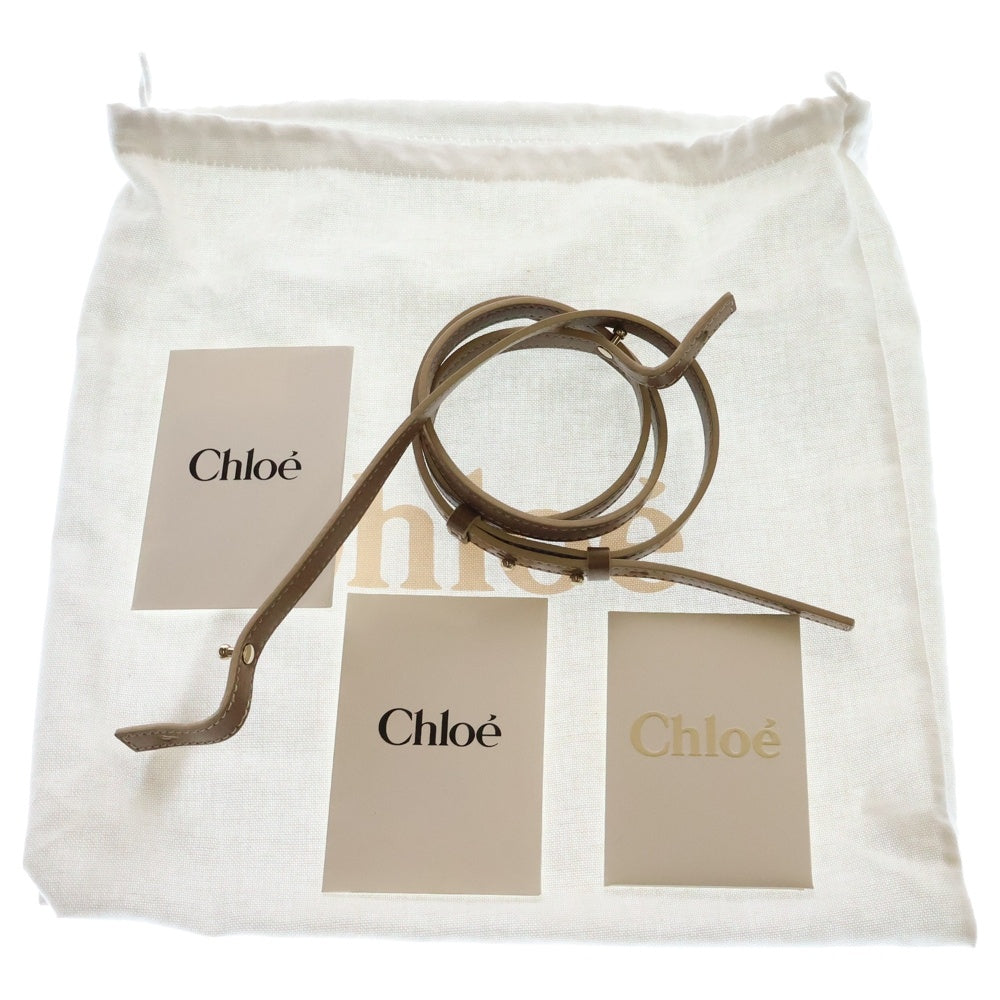 Chloe(クロエ) ウッディ スモール トートバッグ ショルダーバッグ ミニバッグ ベージュ×ピンク キャンバス×レザー ゴールド金具 CHC23AS397L1726Y