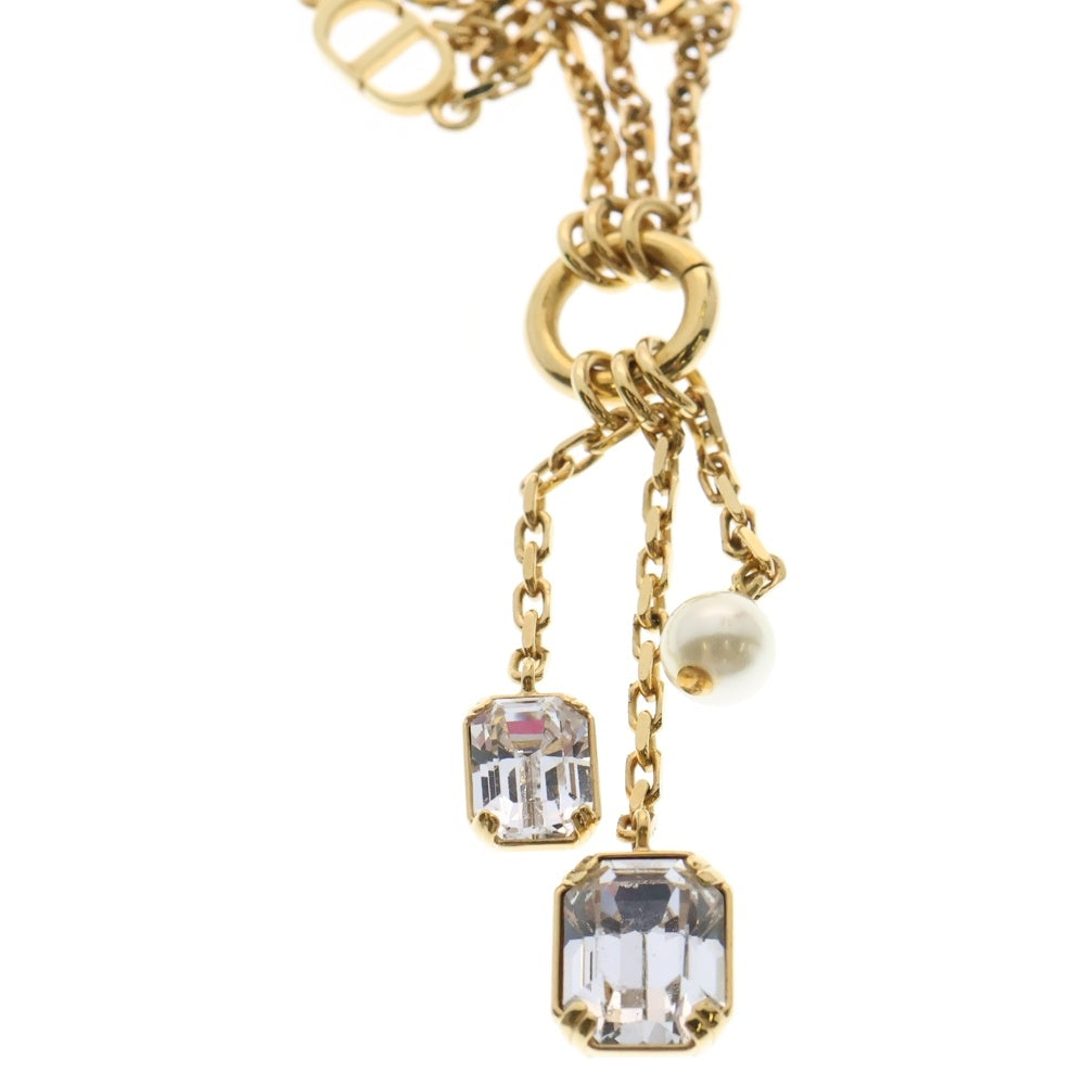 DIOR(ディオール) Petit CD プチ ロゴ 3連チャーム パール チェーンネックレス ゴールド レディース N3048WOMCY