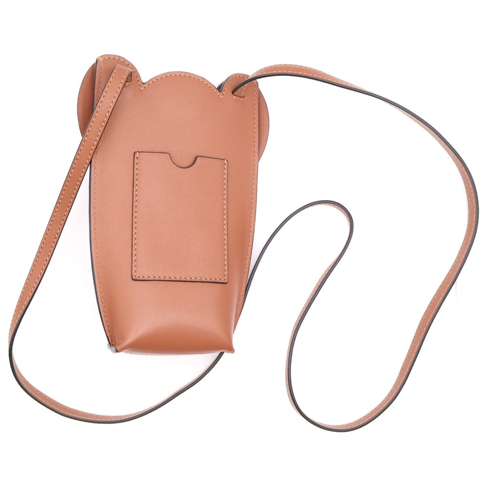 LOEWE(ロエベ) ポケット アナグラムエンボスロゴ クラシックカーフ レザー ショルダーバッグ フォンポーチ タン ブラウン C623B02X04