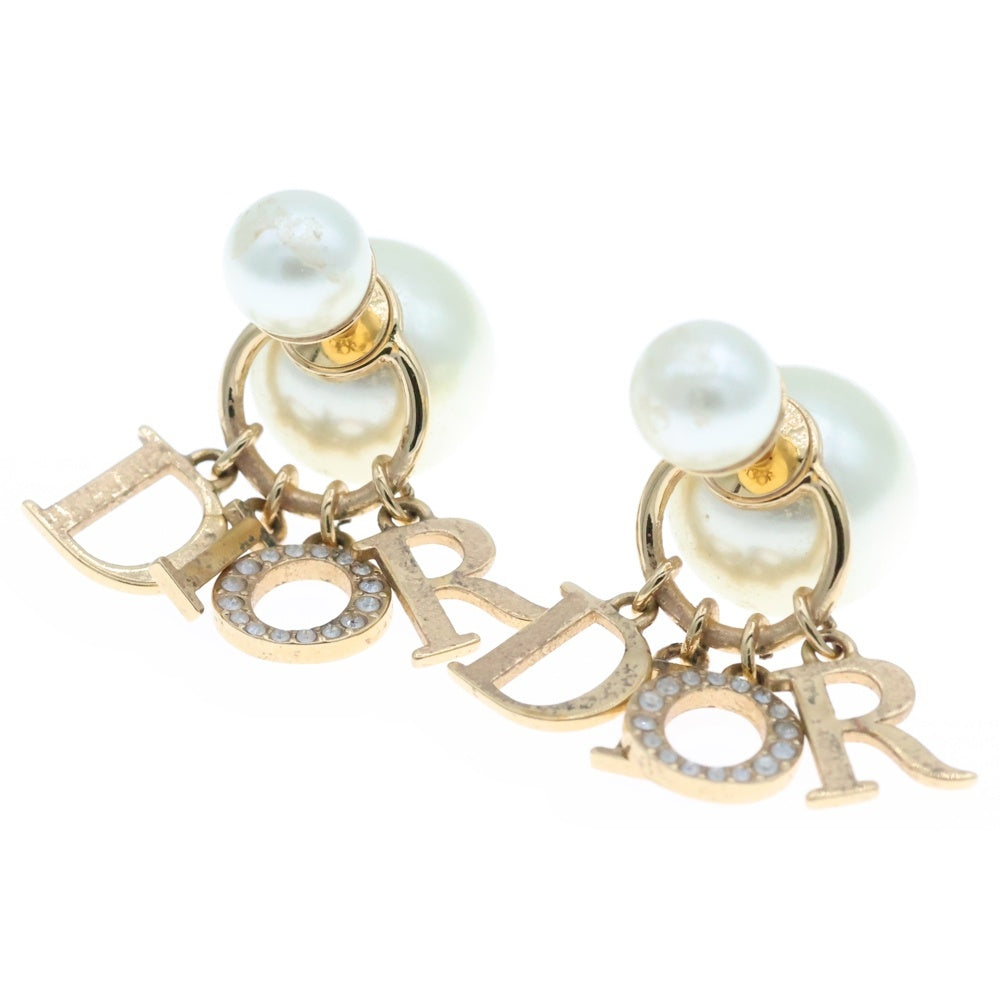 DIOR(ディオール) Tribales ロゴ トライバルピアス フェイクパール ゴールド GP ラインストーン