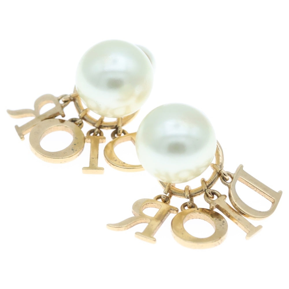 DIOR(ディオール) Tribales ロゴ トライバルピアス フェイクパール ゴールド GP ラインストーン