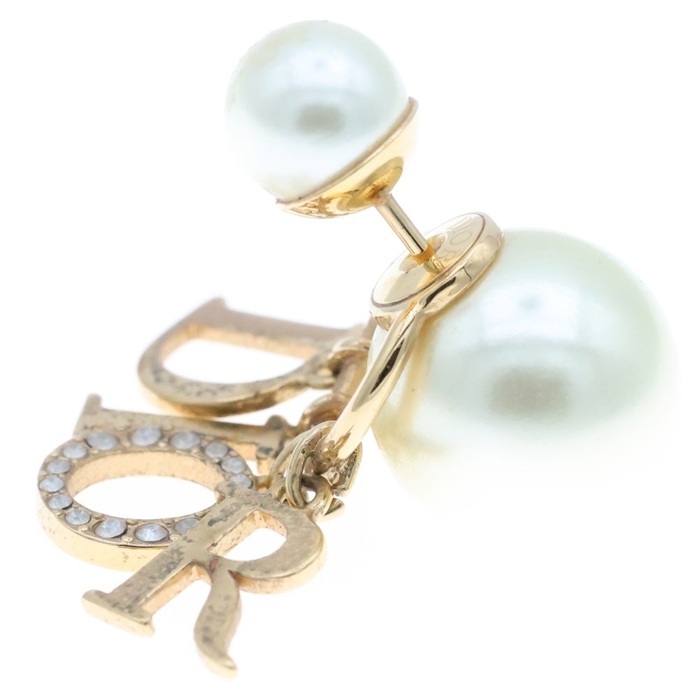 DIOR(ディオール) Tribales ロゴ トライバルピアス フェイクパール ゴールド GP ラインストーン