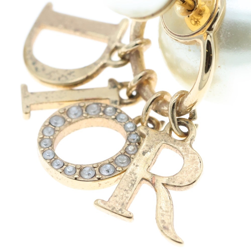 DIOR(ディオール) Tribales ロゴ トライバルピアス フェイクパール ゴールド GP ラインストーン