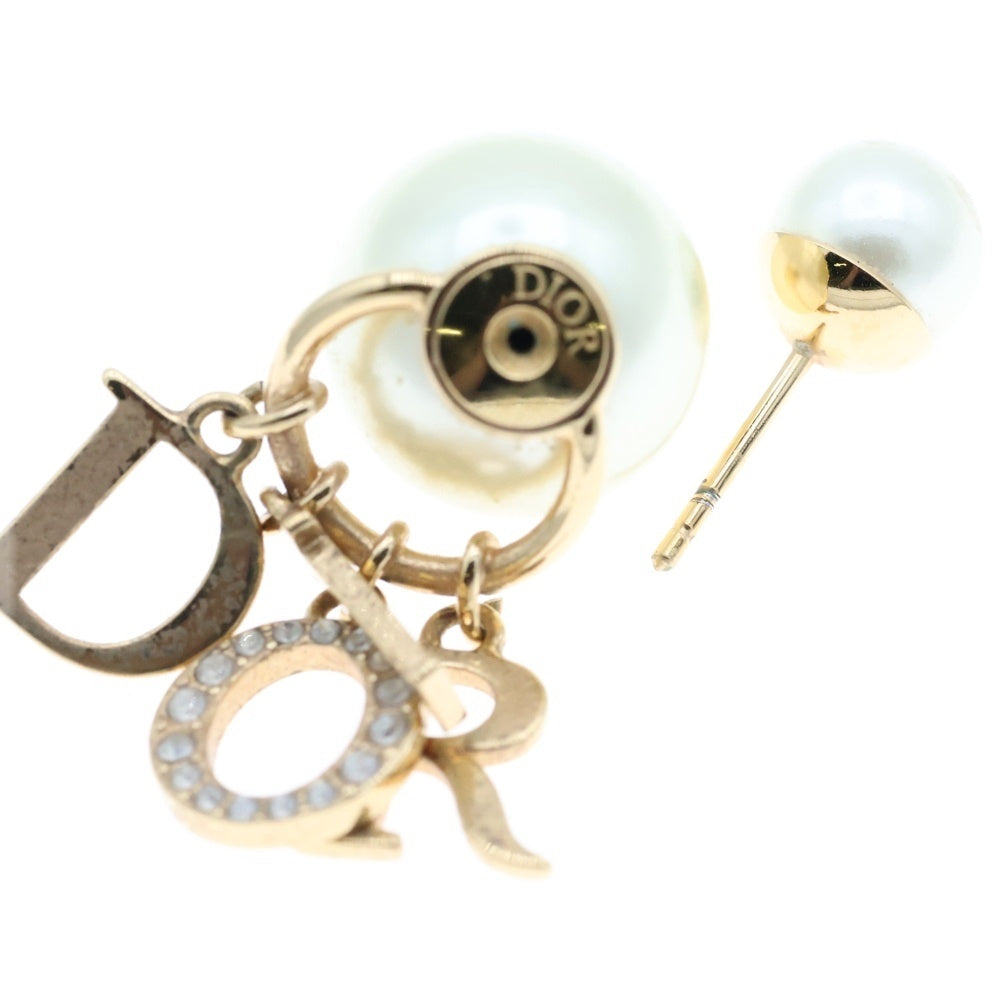 DIOR(ディオール) Tribales ロゴ トライバルピアス フェイクパール ゴールド GP ラインストーン