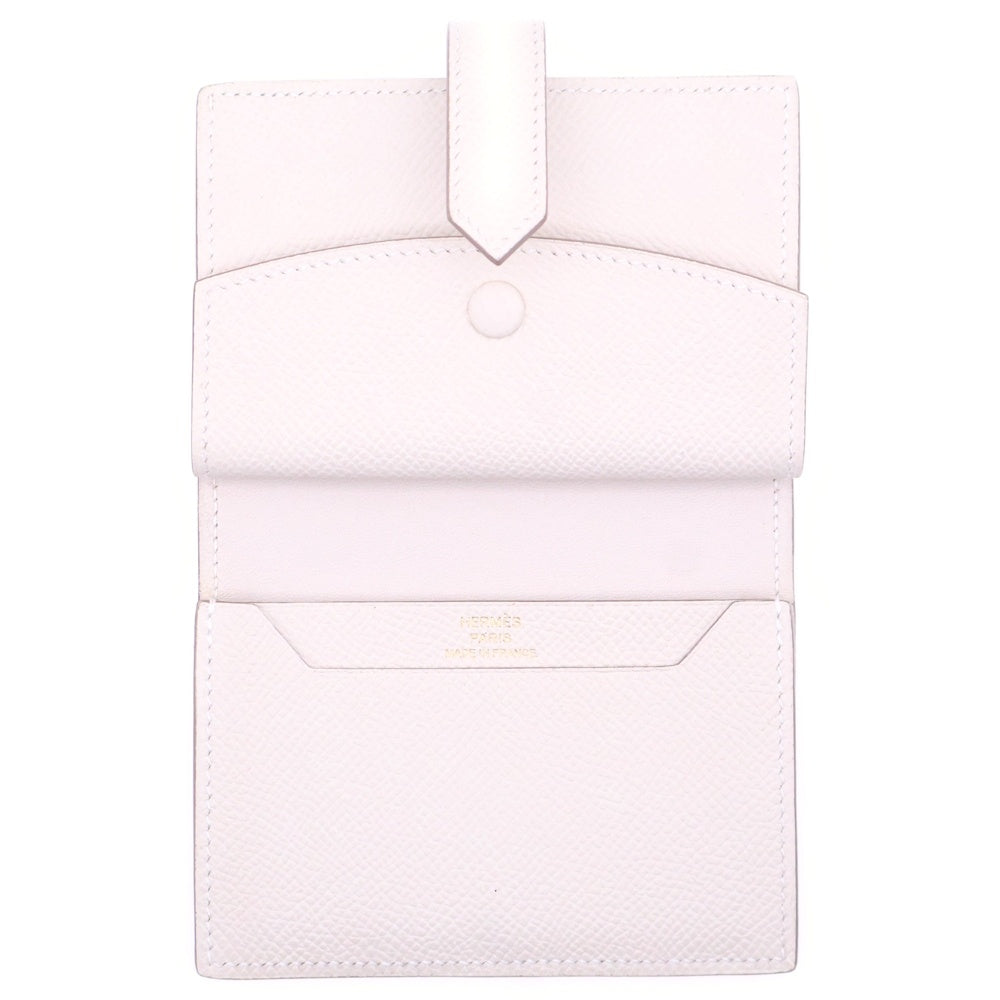 HERMES(エルメス) ベアンミニ クレ エプソン 三つ折り財布 コンパクトウォレット アイボリー ゴールド金具 W刻印