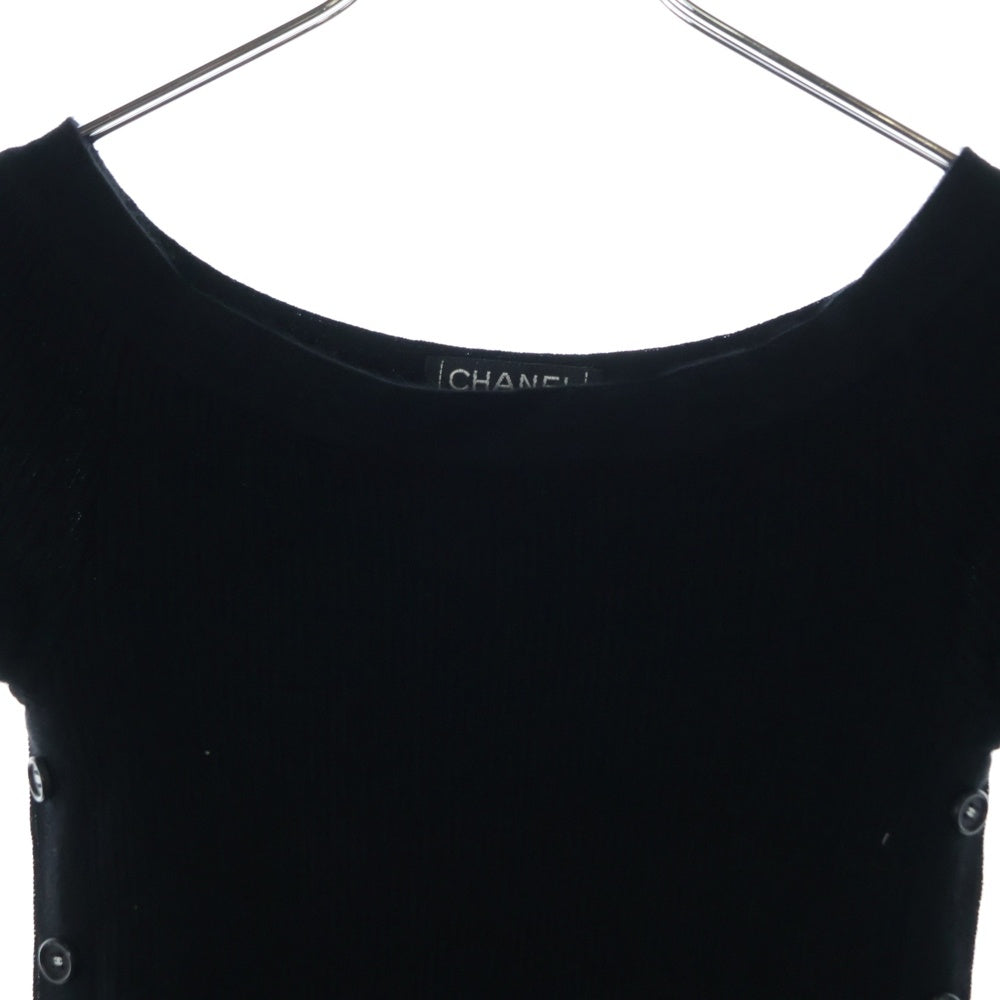 CHANEL(シャネル) 95AW ココマークボタン サイドデザイン シルク混 カシミヤ リブニット ブラック レディース P05508V00257