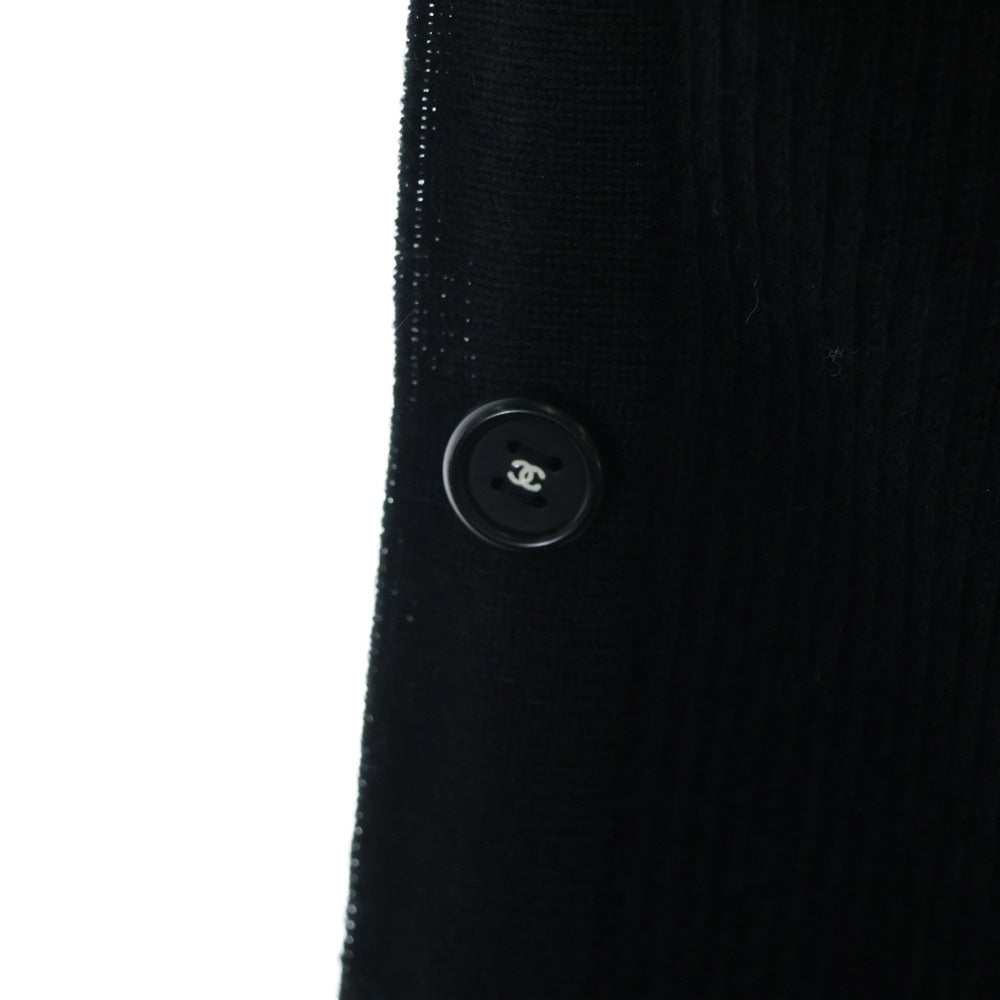 CHANEL(シャネル) 95AW ココマークボタン サイドデザイン シルク混 カシミヤ リブニット ブラック レディース P05508V00257