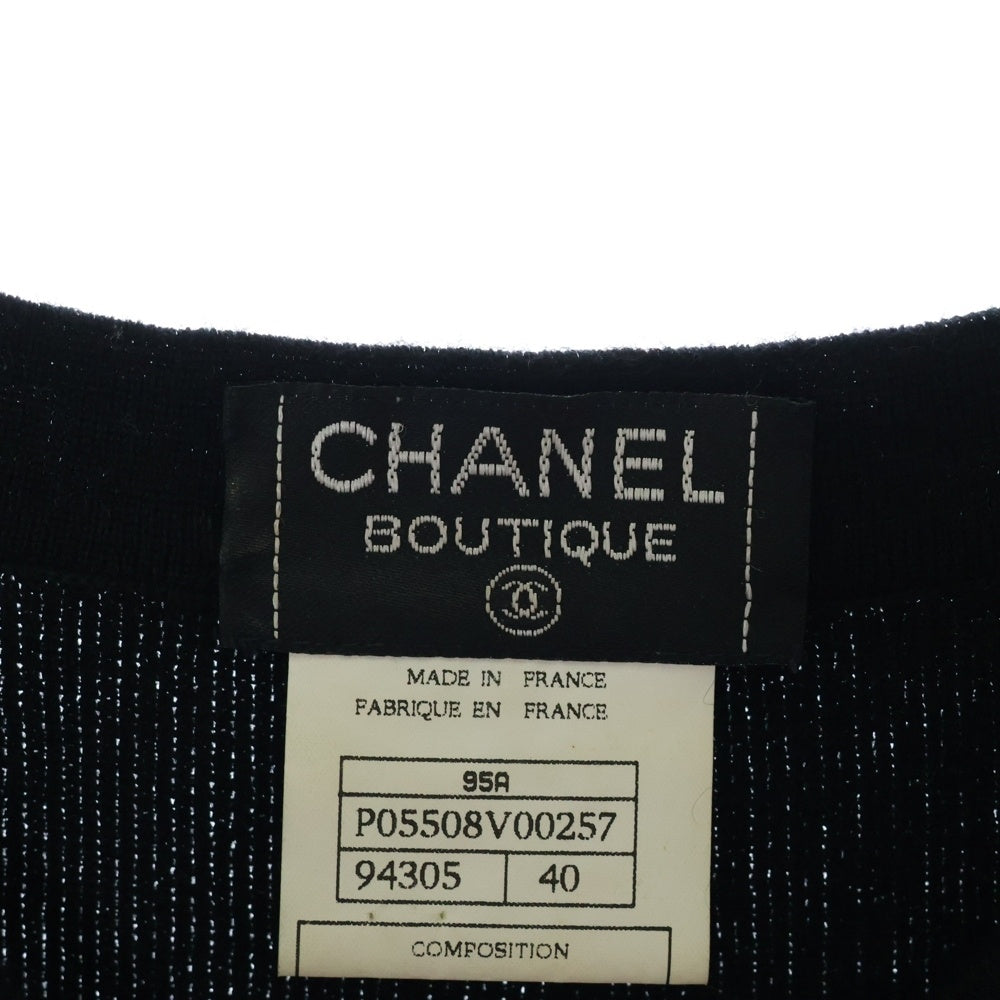 CHANEL(シャネル) 95AW ココマークボタン サイドデザイン シルク混 カシミヤ リブニット ブラック レディース P05508V00257