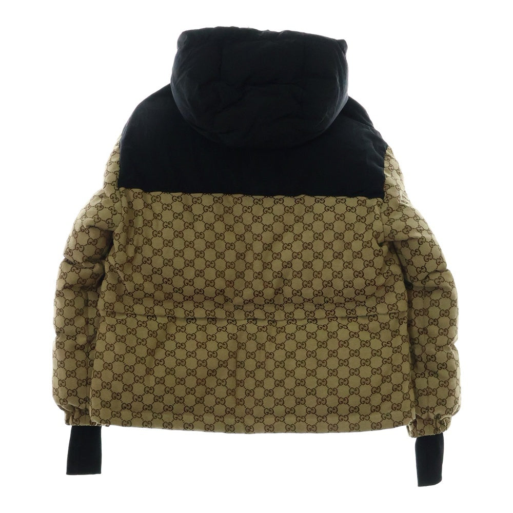 GUCCI(グッチ) GGキャンバス 2WAY クロップド フーデッド ボンバー ダウン ジャケット ベージュ/ブラック レディース 761698