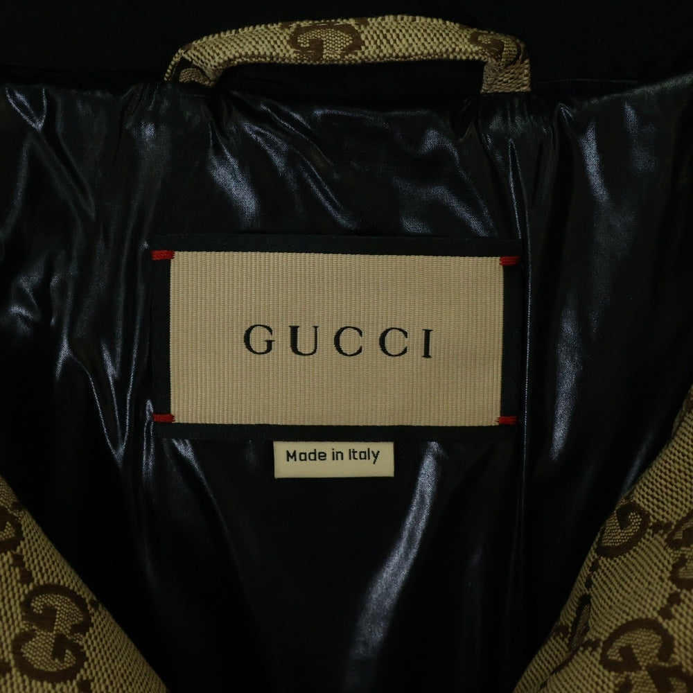 GUCCI(グッチ) GGキャンバス 2WAY クロップド フーデッド ボンバー ダウン ジャケット ベージュ/ブラック レディース 761698