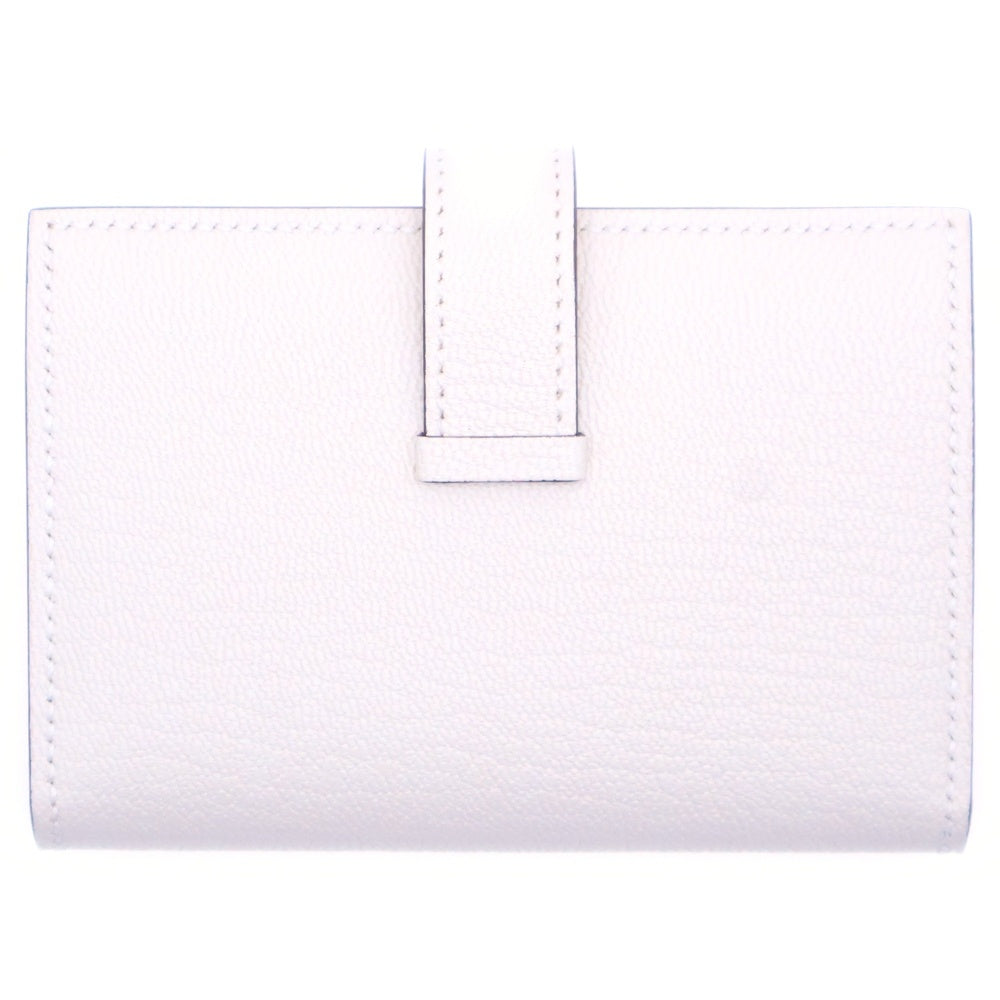 HERMES(エルメス) ベアンミニ ナタ シェーブル 三つ折り財布 コンパクトウォレット カードケース ホワイト シルバー金具 K刻印