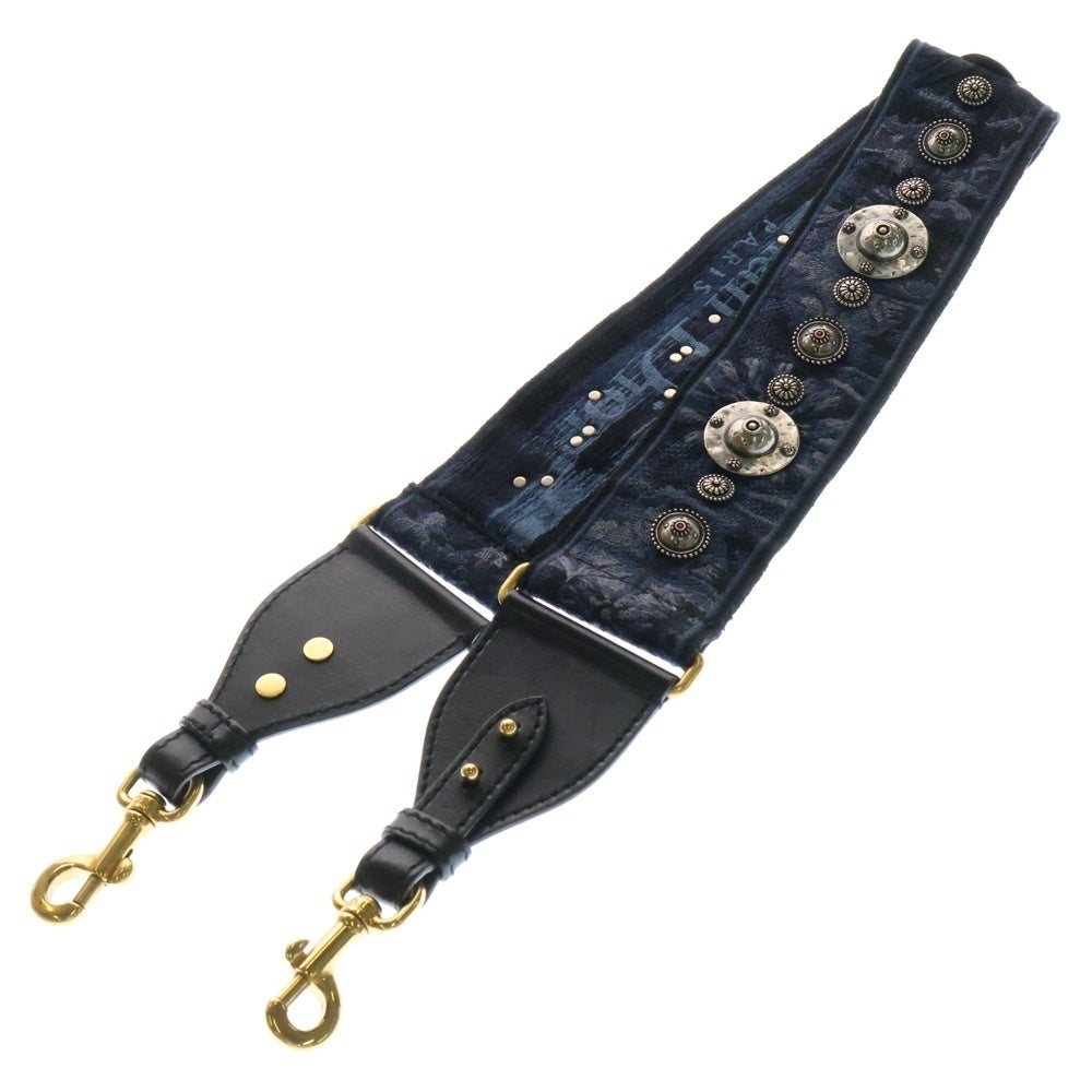 Christian Dior(クリスチャンディオール) エンブロイダリー スタッズ付ショルダーストラップ ショルダーベルト ブルー レディース AY5626W3