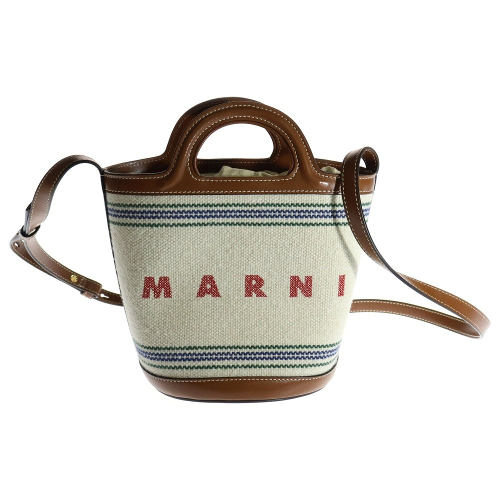 MARNI(マルニ) トロピカリア ロゴ スモールバケットバッグ ショルダーバッグ ベージュ×ブラウン レディース SCMP0056U2 P6457