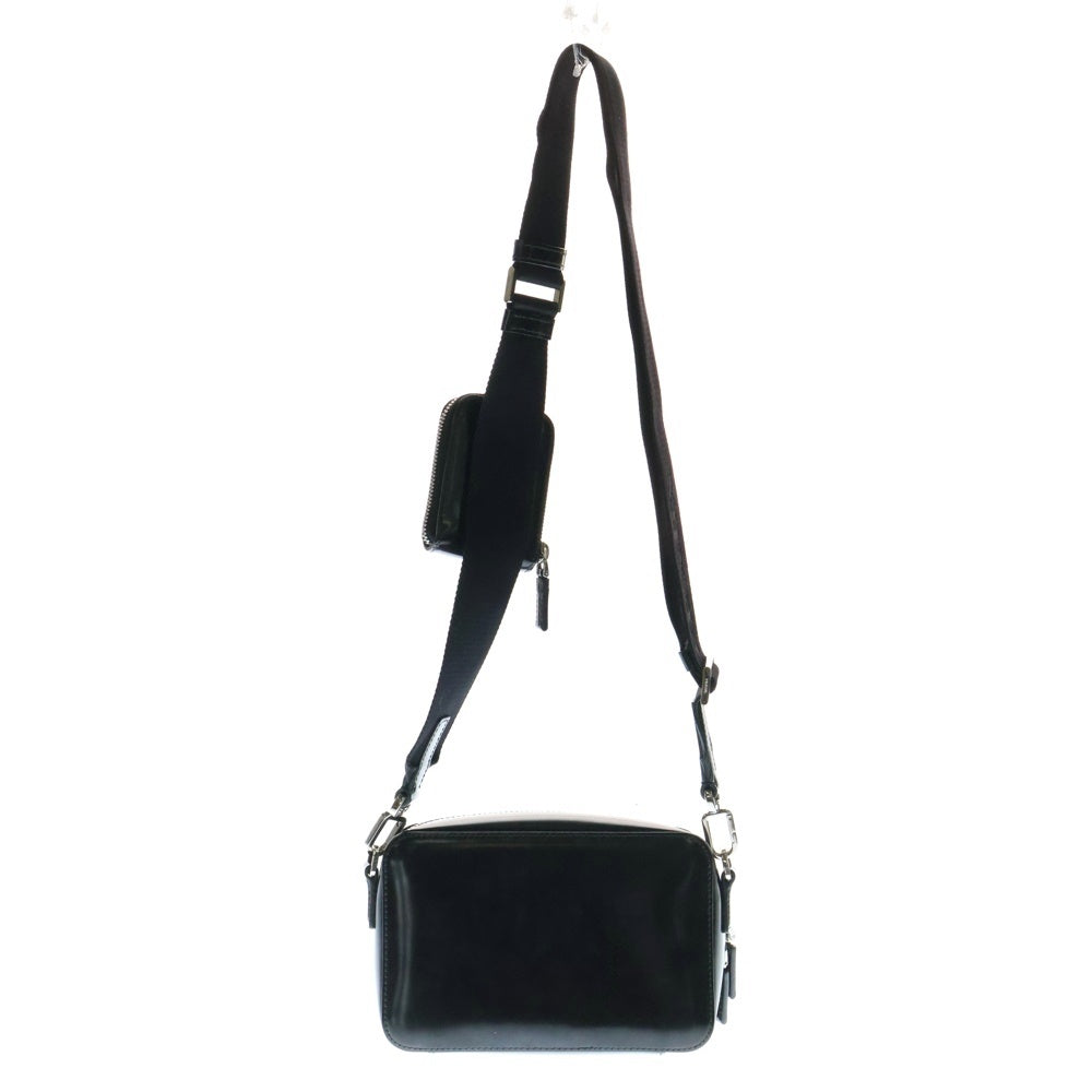 PRADA(プラダ) トライアングルロゴ ブリック Re-Nylon リナイロン サフィアーノポーチ付レザーショルダーバッグ ブラック 2VH070