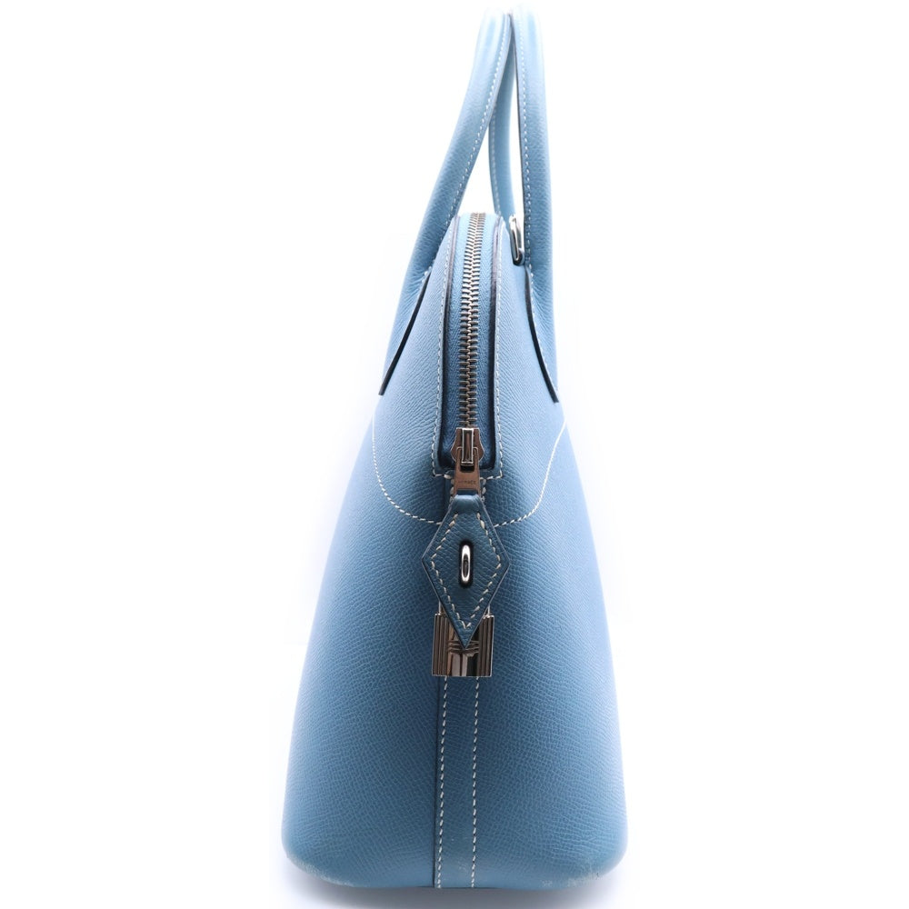 HERMES(エルメス) ボリード31 ブルージーン エプソン トートバッグ ハンドバッグ ブルー 白ステッチ レザー □I刻印