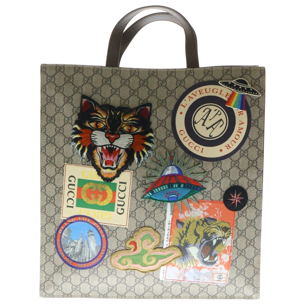 GUCCI(グッチ) クーリエ GGスプリーム トートバッグ エンブロイダリー アップリケ タイガー 474084 000926 袋