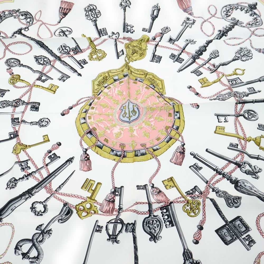 HERMES(エルメス) カレ90 LES CLES スカーフ ピンク シルク
