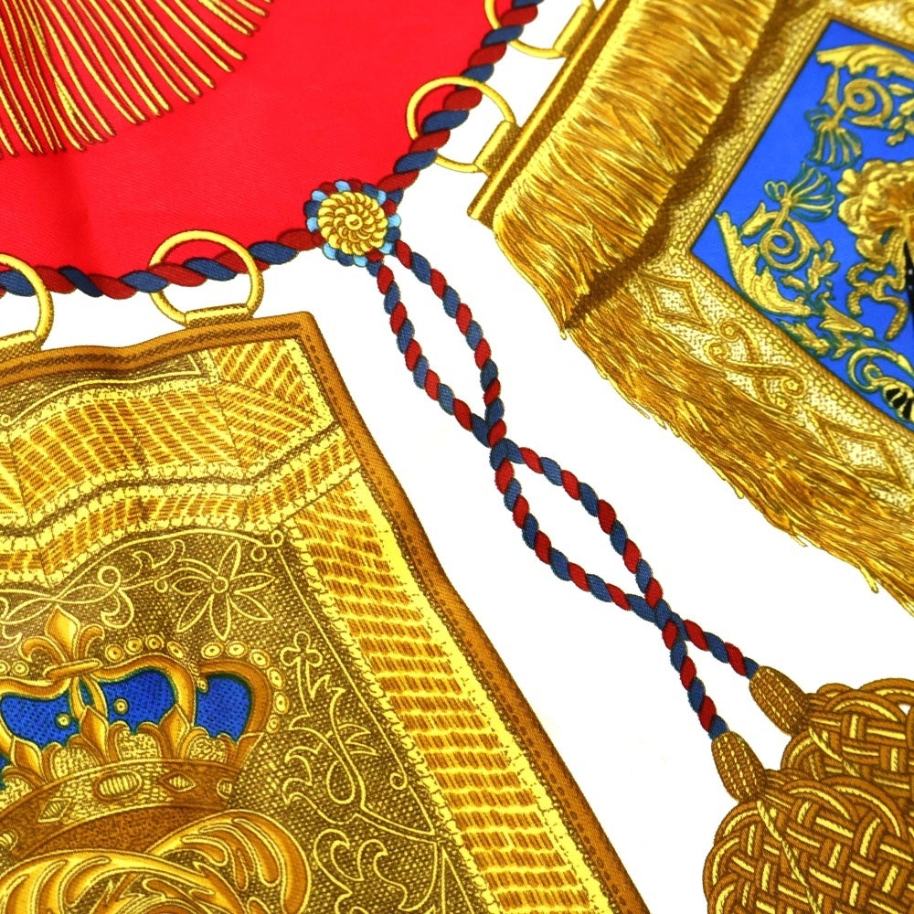 HERMES(エルメス) カレ90 POSTE ET CAVALERIE レッド シルク マルチカラー スカーフ