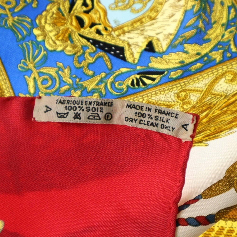 HERMES(エルメス) カレ90 POSTE ET CAVALERIE レッド シルク マルチカラー スカーフ