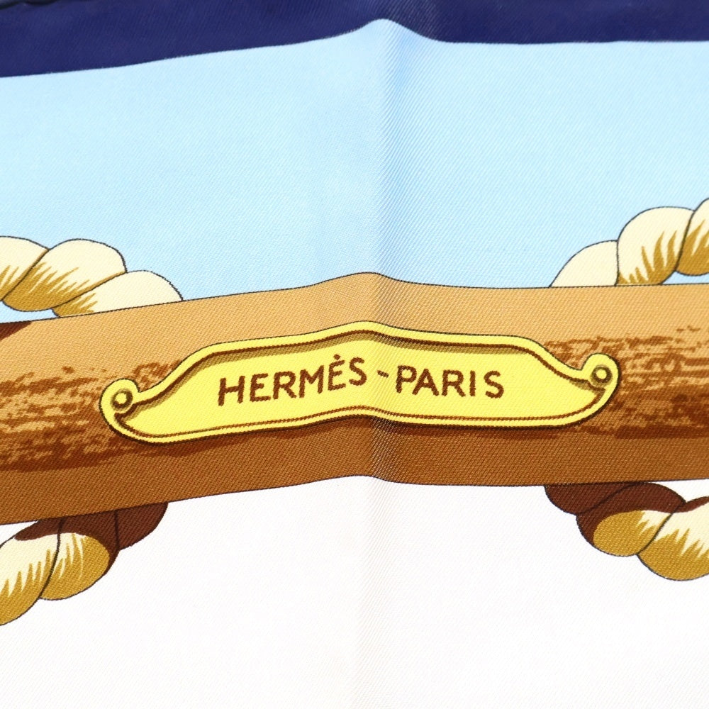 HERMES(エルメス) カレ90 TRIBORD スカーフ ブルー シルク