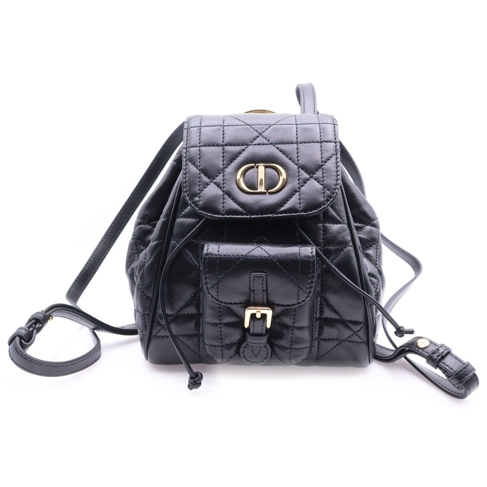 Christian Dior(クリスチャンディオール) カロ バックパック リュックサック スモール マクロカナージュ ブラック ゴールド金具 ラムスキン