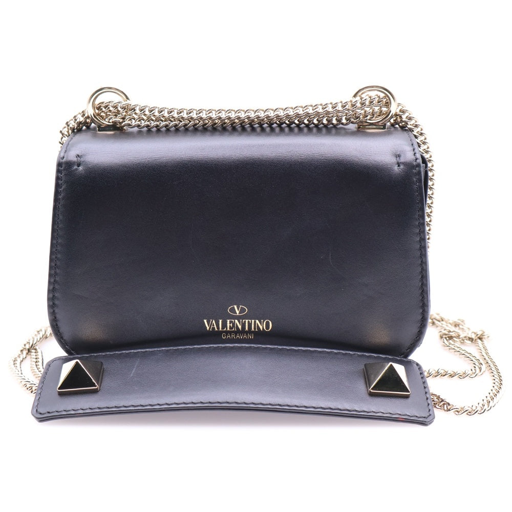 VALENTINO(ヴァレンティノ) VLTN ロゴ チェーンショルダーバック 黒 レザー