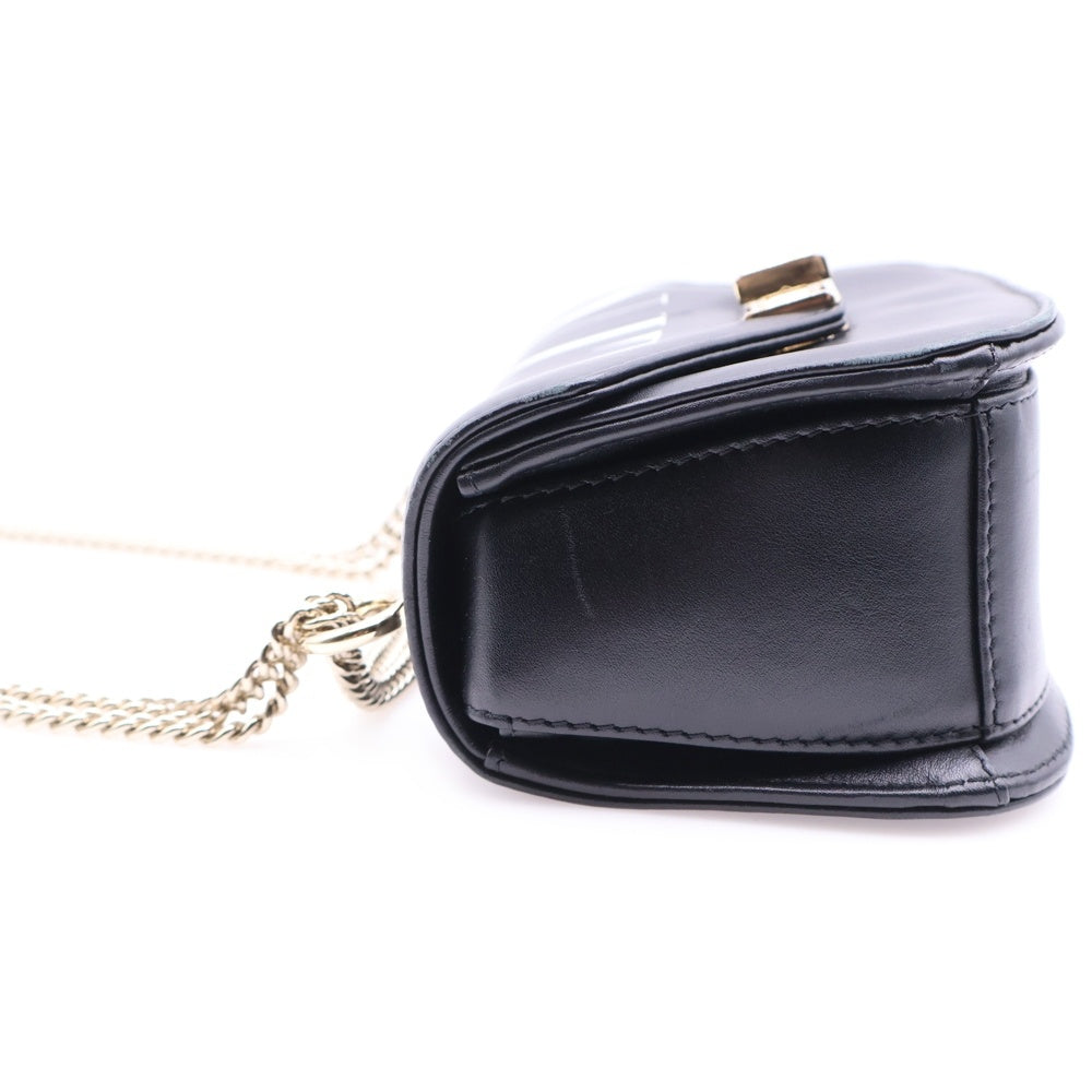 VALENTINO(ヴァレンティノ) VLTN ロゴ チェーンショルダーバック 黒 レザー