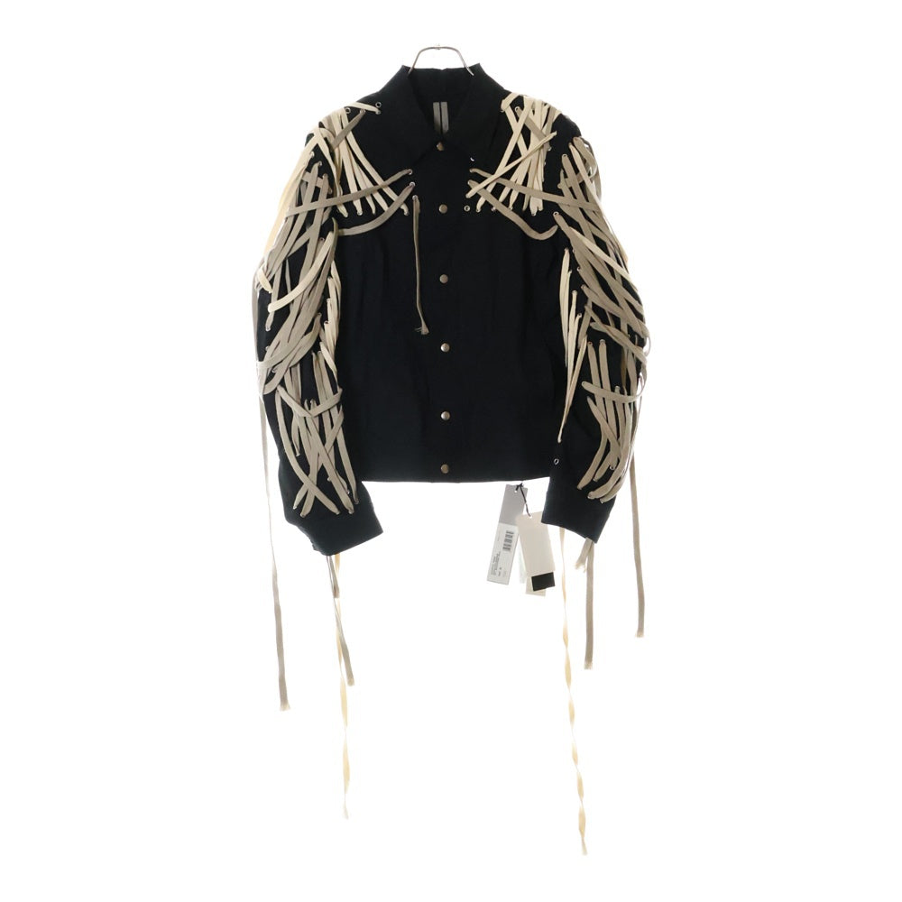 Rick Owens(リックオウエンス) 20SS TECUATL MEGALACED WORKER テクアトル メガレースド ワーカー レースアップ スナップボタン トラッカージャケット ブラック RU20S7784-TEEW3