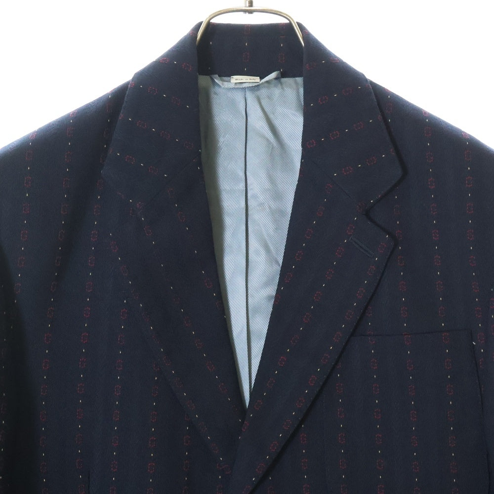 GUCCI(グッチ) Gストライプ柄 ゴールドボタン ウール 2B シングル テーラードジャケット ブレザー ネイビー 590579 ZAC6Y
