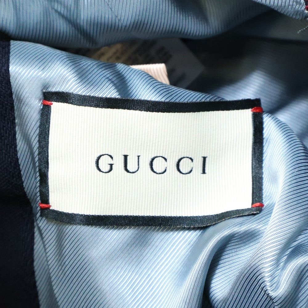 GUCCI(グッチ) Gストライプ柄 ゴールドボタン ウール 2B シングル テーラードジャケット ブレザー ネイビー 590579 ZAC6Y