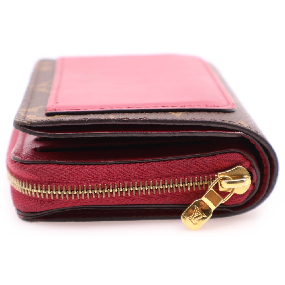 LOUIS VUITTON(ルイヴィトン) ポルトフォイユ・ルー モノグラム フューシャ コンパクトウォレット 二つ折り財布 ブラウン/ワインレッド M82377 RFID