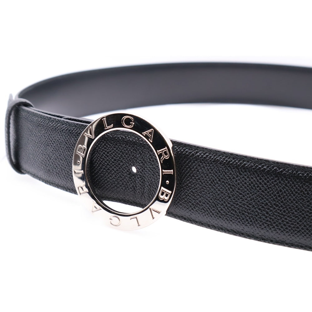 BVLGARI(ブルガリ) ブルガリブルガリ オーバルバックル レザー ベルト ブラック/シルバー 4501650416