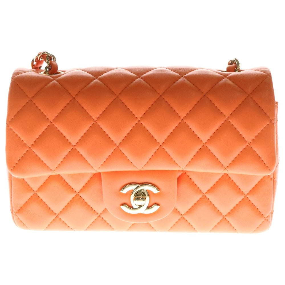 CHANEL(シャネル) ミニマトラッセ 20 オレンジ ラムスキン ショルダーバッグ ゴールド金具