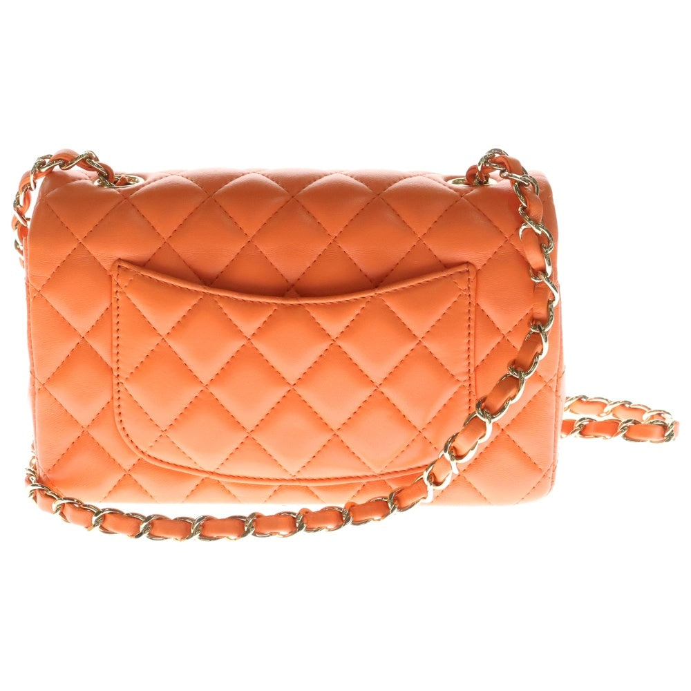 CHANEL(シャネル) ミニマトラッセ 20 オレンジ ラムスキン ショルダーバッグ ゴールド金具