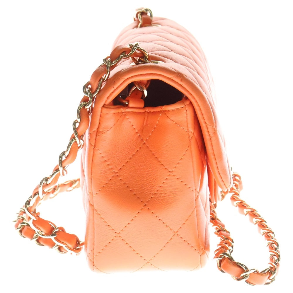 CHANEL(シャネル) ミニマトラッセ 20 オレンジ ラムスキン ショルダーバッグ ゴールド金具