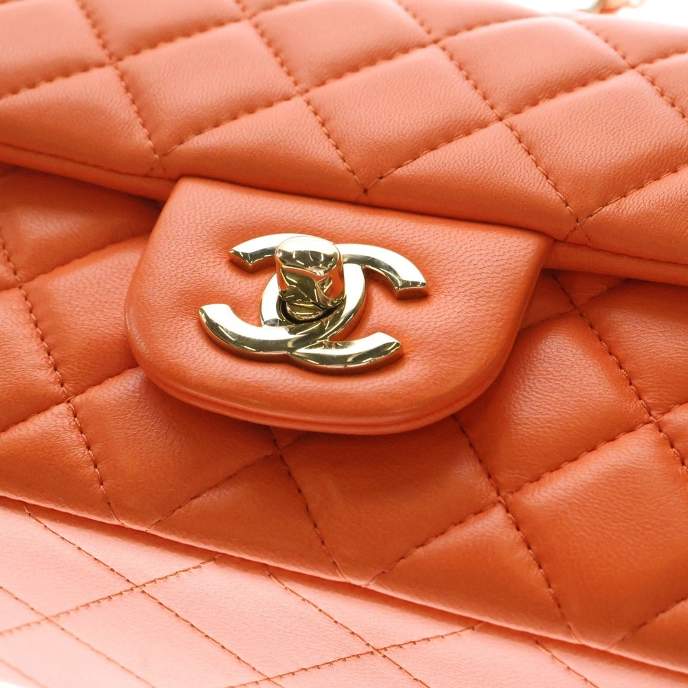 CHANEL(シャネル) ミニマトラッセ 20 オレンジ ラムスキン ショルダーバッグ ゴールド金具