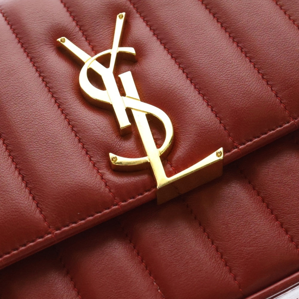 SAINT LAURENT PARIS(サンローランパリ) ヴィキ チェーンショルダー バッグ レッド レザー 532612