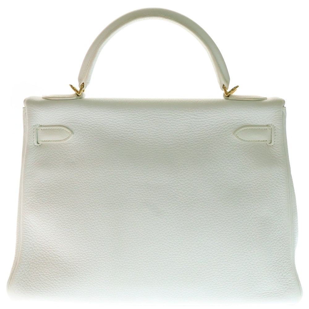 HERMES(エルメス) ケリー32 内縫い ホワイト トリヨンクレマンス ゴールド金具 □M刻印 ハンドバッグ ショルダーバッグ
