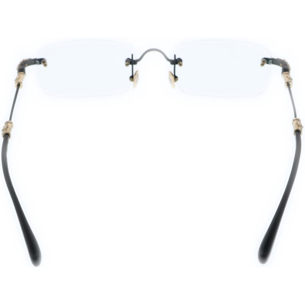 CHROME HEARTS(クロムハーツ) PILLS III 3 フローラル テンプル リムレス スクエア クリアレンズ 眼鏡 メガネ アイウェア マット ブラック/ゴールド