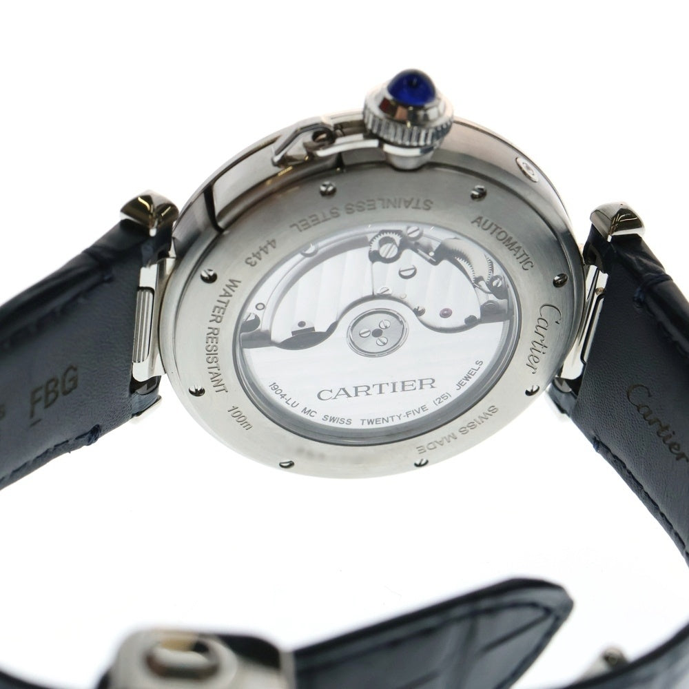 Cartier(カルティエ) WSPA0030 パシャ ドゥ カルティエ ムーンフェイズ 白文字盤 ステンレス レザー 自動巻き SS×革/AT 腕時計
