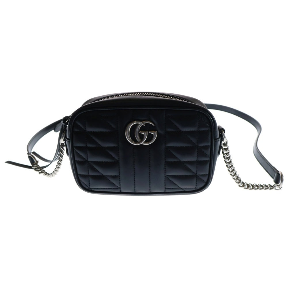 GUCCI(グッチ) GGマーモント チェーン ショルダーバッグ ブラック レザー 634936