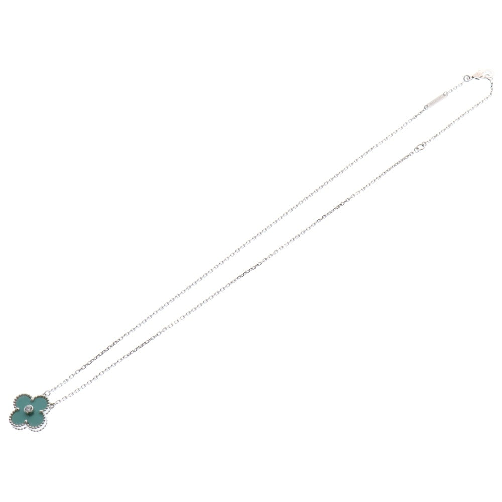 Van Cleef & Arpels(ヴァンクリーフアンドアーペル) 22AW セラドングリーン ヴィンテージ アルハンブラ 1Pダイヤモンド ネックレス 750WG ホワイトゴールド/セラドングリーン VCARP9RU00