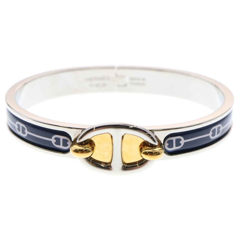 HERMES(エルメス) シェーヌダンクル ミニクリック バングル ブレスレット アクセサリー ブラック×ゴールド×シルバー GP