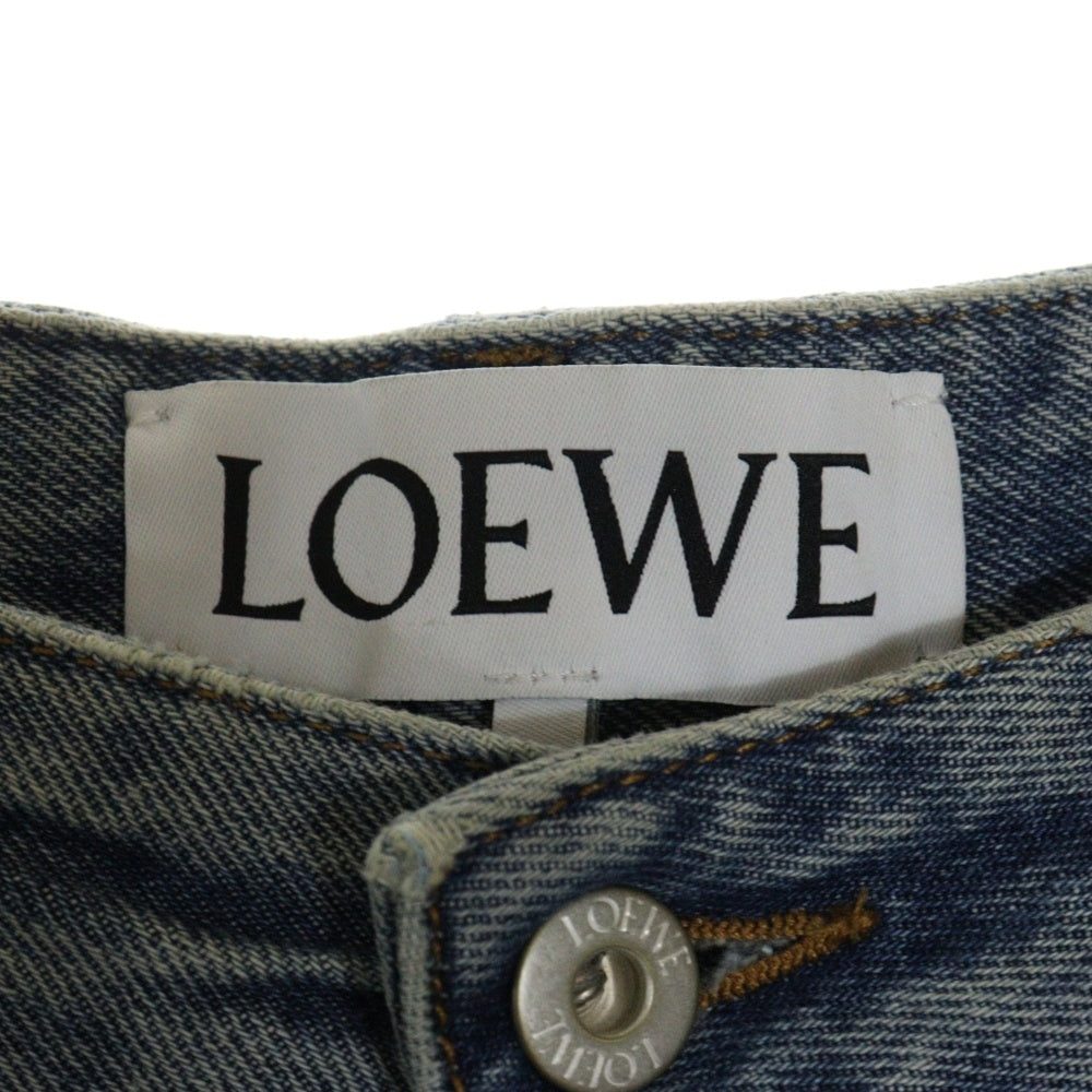 LOEWE(ロエベ) アナグラム カットアウトロゴ バギー ストレートデニムパンツ ジーンズ インディゴ S359Y11X50