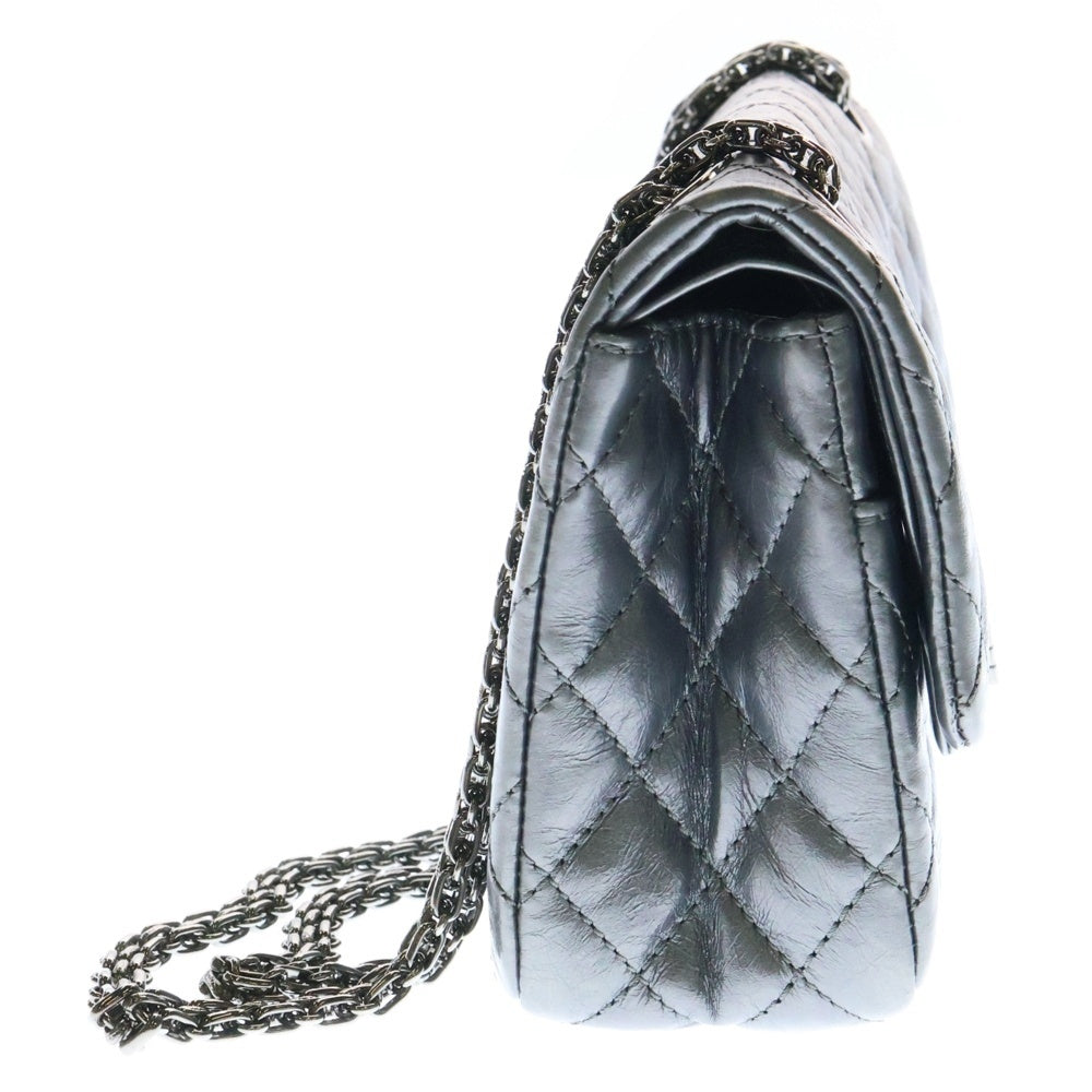 CHANEL(シャネル) 2.55 ショルダーバッグ ハンドバッグ Wフラップ Wチェーン シルバー クラシックカーフスキン AS0874