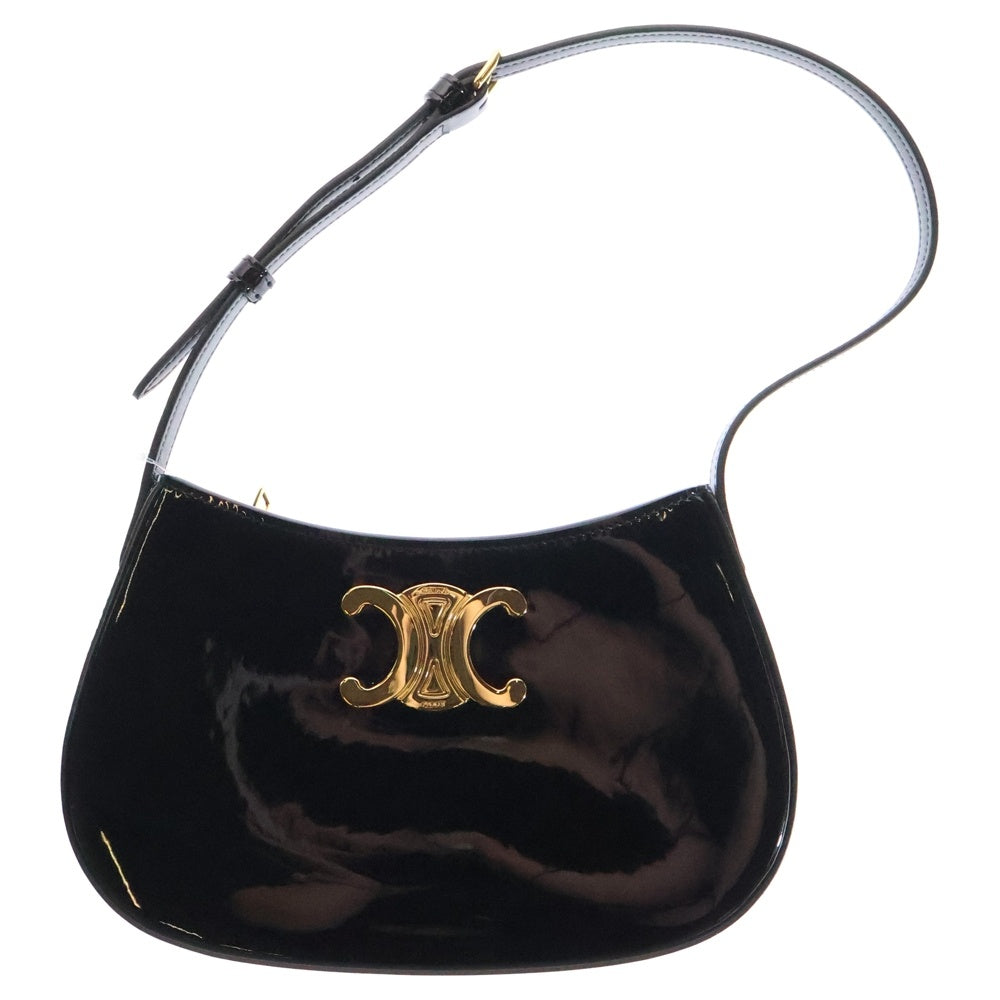 CELINE(セリーヌ) ミディアム ティリー バッグ トリオンフ ワンショルダーバッグ ブラック パテントカーフスキン