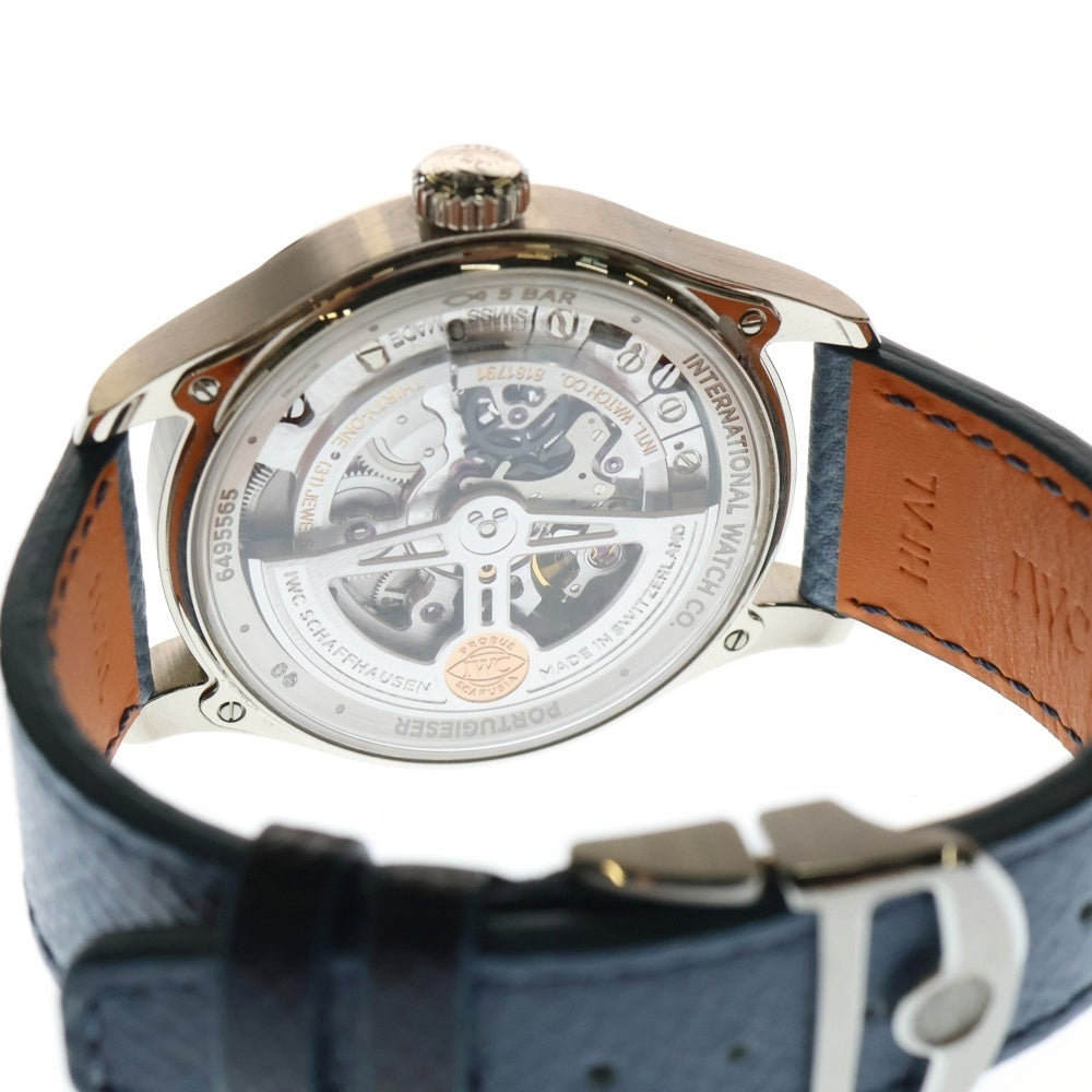 IWC(アイダブリューシー) IW358402 ポルトギーゼ・オートマティック 40 アイスブルー文字盤 SS×革/AT 自動巻き 腕時計 メンズ