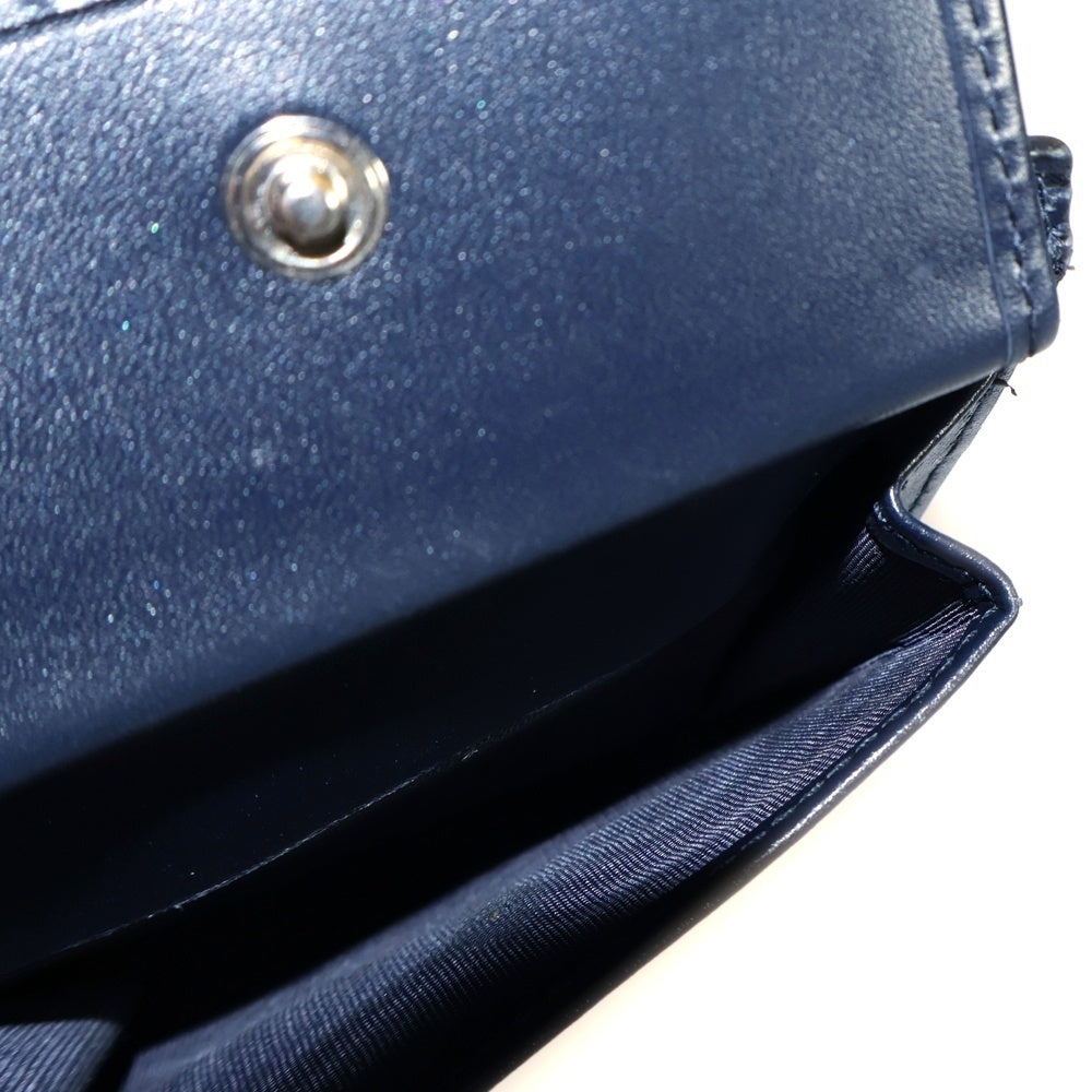GUCCI(グッチ) グッチシマ 二つ折り財布 コンパクトウォレット カードケース シルバー金具 ネイビー レザー 473922